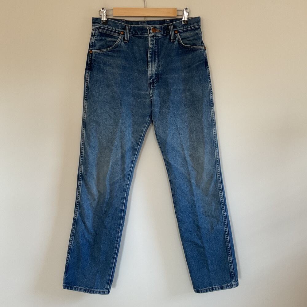 Wrangler Jeans Mens 31x32 Blue Denim 13MWZGK Cowboy Western Straight Fit Rodeo
